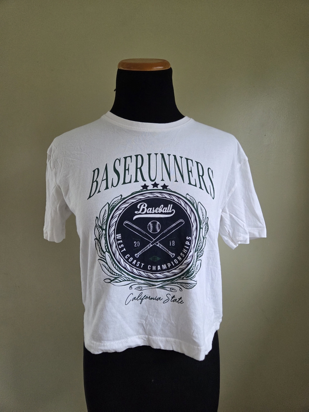 Primark White Baserunners Baseball Graphic Short Sleeve Boxy T-Shirt Size 11-12